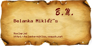 Belanka Miklós névjegykártya